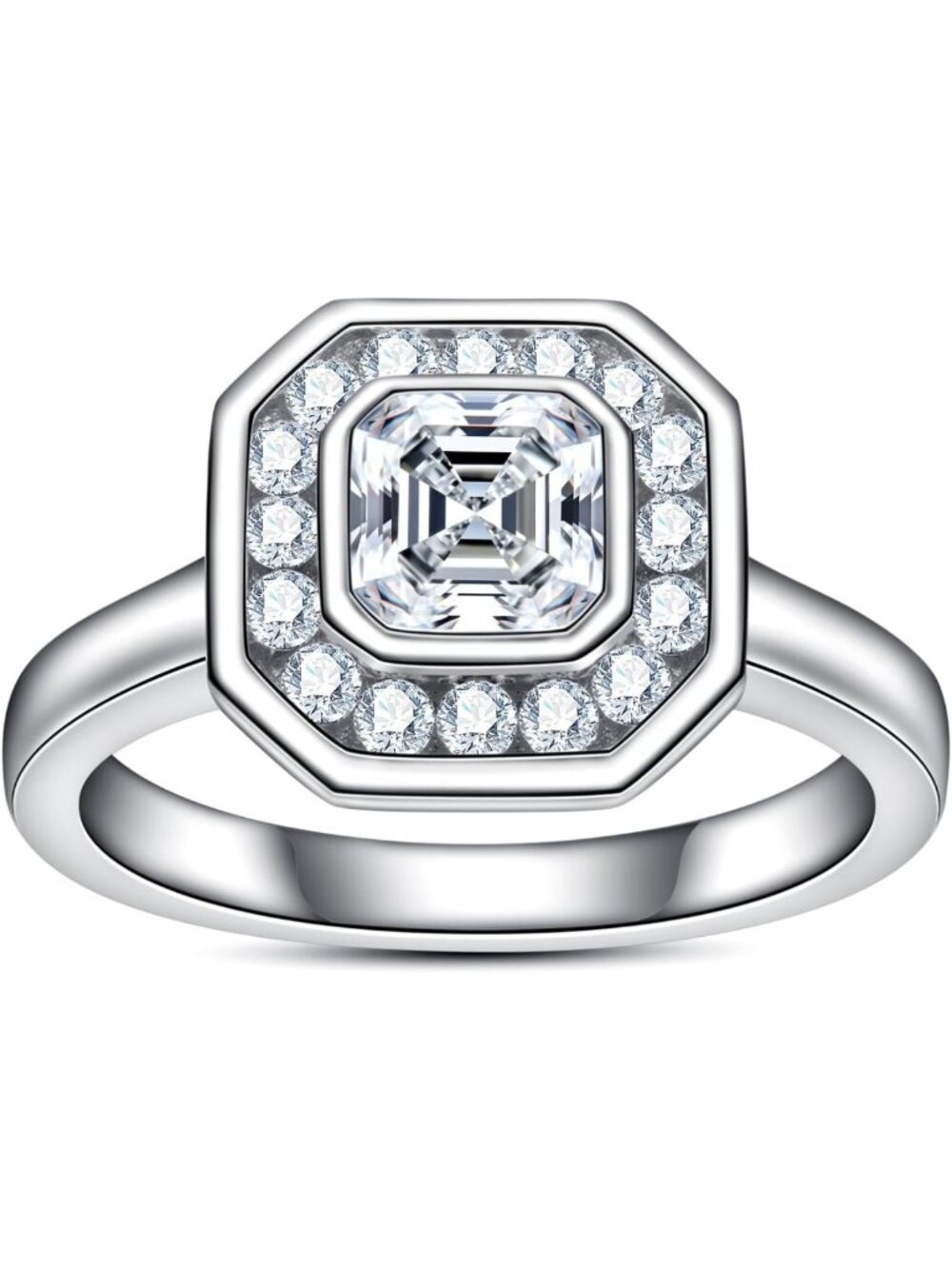 Stunning Moissanite Engagement Ring 2.52CT, D Color, VVS1, Sterling Silver Halo